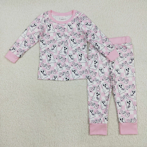GLP2433 Halloween BOO Ghost Pink Girls Pajamas Set