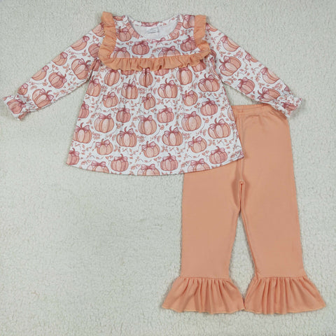 GLP2452 Fall Pumpkin Bows Orange Girls Set