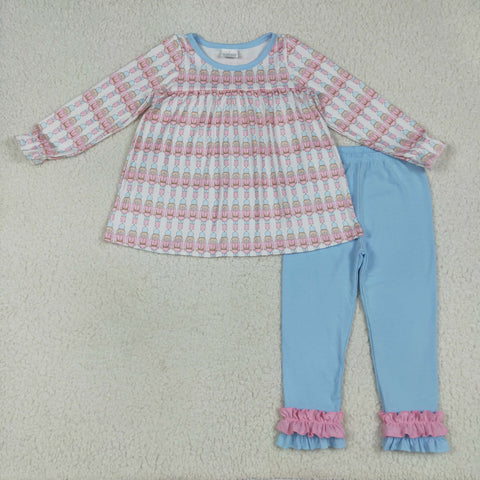 GLP2456 Christmas Soldier Sky Blue Pink Girls Set