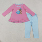 GLP2467 Embroidery Christmas Gingerbread Cups Pink Girls Set