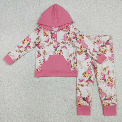 GLP2474 Christmas Santa Red Pink Girls Set