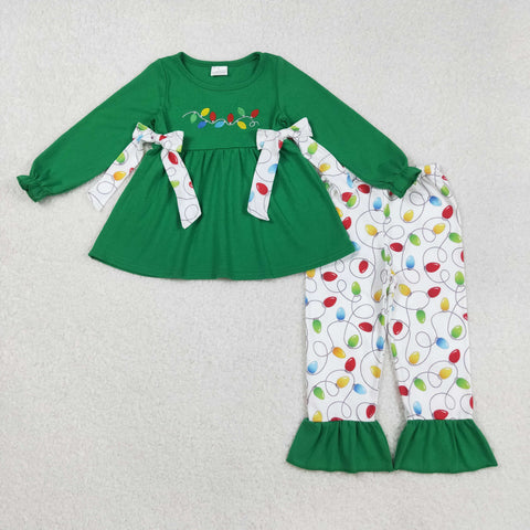 GLP2491 Embroidery Christmas Lanterns Green Girls Set