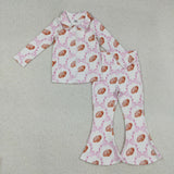GLP2499 Football Bows Pink Yoga Girls Flared Set