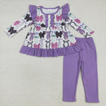 GLP2528 Halloween Bows Purple Girls Set