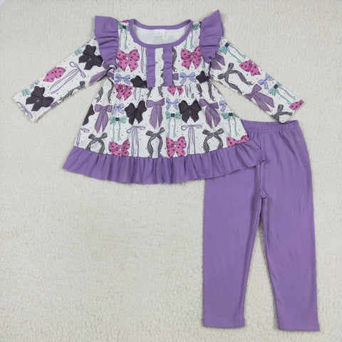 GLP2528 Halloween Bows Purple Girls Set