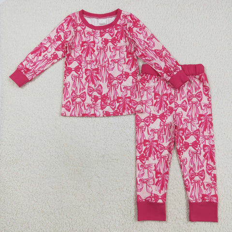 GLP2539 Coquette Bows Pink Girls Pajamas Set