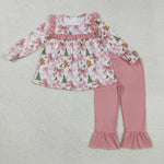 GLP2541 Christmas Gingerbread Bows Pink Girls Set