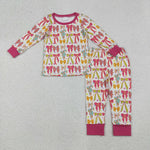 GLP2615 Coquette Bows Star Pink Girls Pajamas Set