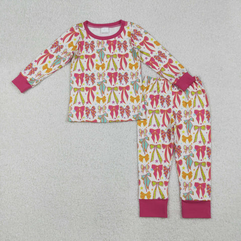 GLP2615 Coquette Bows Star Pink Girls Pajamas Set
