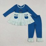 GLP2625 Embroidery Nativity Jesus God Blue Girls Set