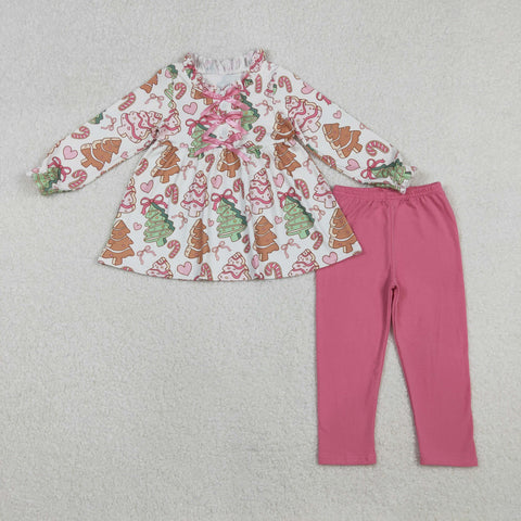 GLP2629 Christmas Trees Pie Bows Girls Set (12-18M to 7-8T)