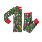 Preorder MOQ 5 pcs GLP2633 Christmas Dog Elk Red Green Girls Pajamas Set