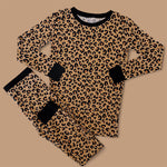 Preorder MOQ 5 pcs GLP2638 Leopard Brown Girls Pajamas Set