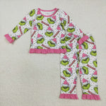 GLP2645 Christmas Dramatic Cartoon Pink Girls Pajamas Set