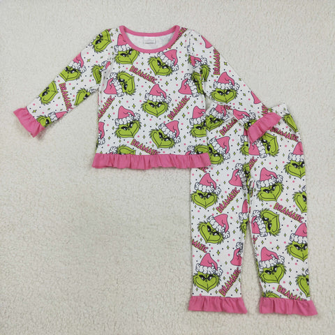 GLP2645 Christmas Dramatic Cartoon Pink Girls Pajamas Set