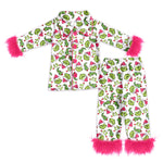 Preorder Samples GLP2648 Christmas Cartoon Pink Feather Buttons Adult Women Pajamas Set