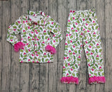 Preorder Samples GLP2648 Christmas Cartoon Pink Feather Buttons Adult Women Pajamas Set