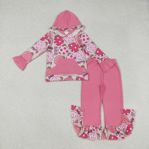 GLP2650 Merry Christmas Jolly HOHOHO Pink Hoodie Girls Set