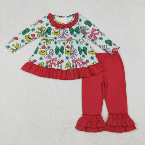GLP2651 Christmas Bows Flower Red Girls Set