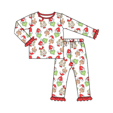 Preorder MOQ 5 pcs GLP2654 Christmas Cartoon Movies Girls Pajamas Set