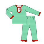 Preorder 08.31 GLP2660 Christmas Santa Stripe Girls Pajamas Set