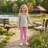 GLP2666 Flower Pink Zipper Pullover Girls Set