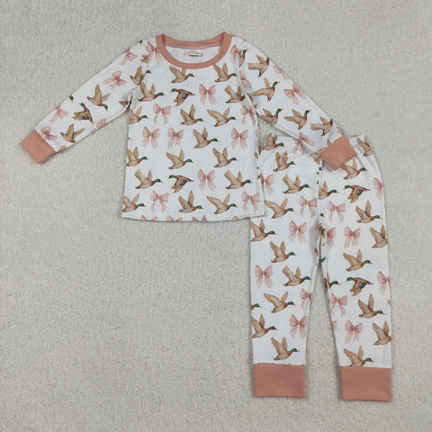 GLP2687 Mallard Ducks Bows Girls Pajamas Set