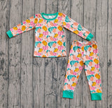 Preorder Samples GLP2691 Fall Pumpkin Colorful Girls Pajamas Set