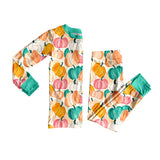 Preorder Samples GLP2691 Fall Pumpkin Colorful Girls Pajamas Set