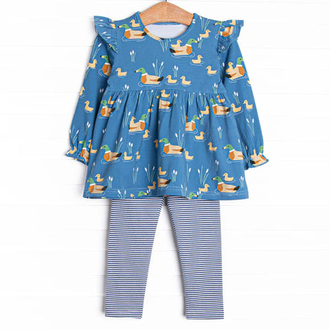 Preorder MOQ 5 pcs GLP2697 Mallard Ducks Blue Girls Set