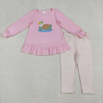GLP2698 Embroidery Mallard Ducks Pink Girls Set
