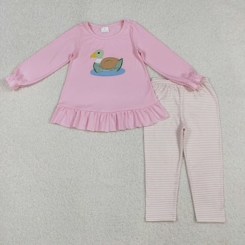 GLP2698 Embroidery Mallard Ducks Pink Girls Set