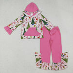 GLP2709 Christmas Green Animal Cartoon Hoodie Girls Set (12-18M to 7-8T)