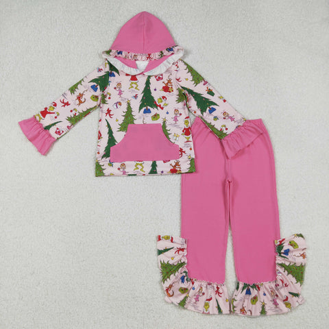 GLP2709 Christmas Green Animal Cartoon Hoodie Girls Set (12-18M to 7-8T)
