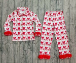Preorder Samples GLP2715 Christmas Santa Bows Red Feather Buttons Adult Women Pajamas Set
