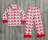 Preorder Samples GLP2715 Christmas Santa Bows Red Feather Buttons Adult Women Pajamas Set
