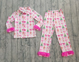 Preorder Samples GLP2717 Christmas Gingerbread Bows Pink Feather Buttons Adult Women Pajamas Set