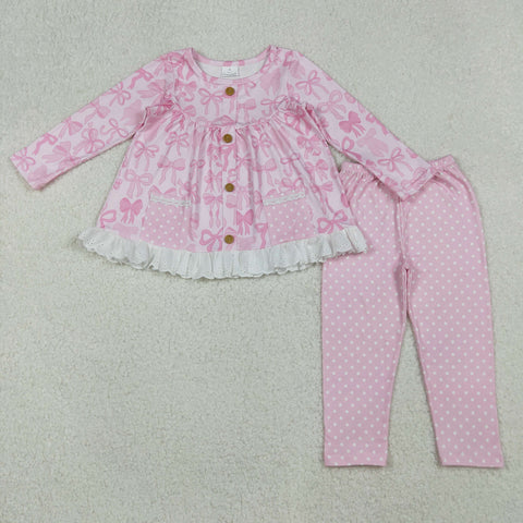 GLP2723 Coquette Bows Pink Bots Buttons Girls Set