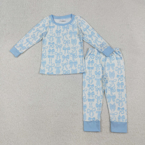 GLP2724 Coquette Bows Sky Blue Girls Pajamas Set