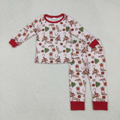 GLP2729 Christmas Cowboy Hat Boots Girls Pajamas Set