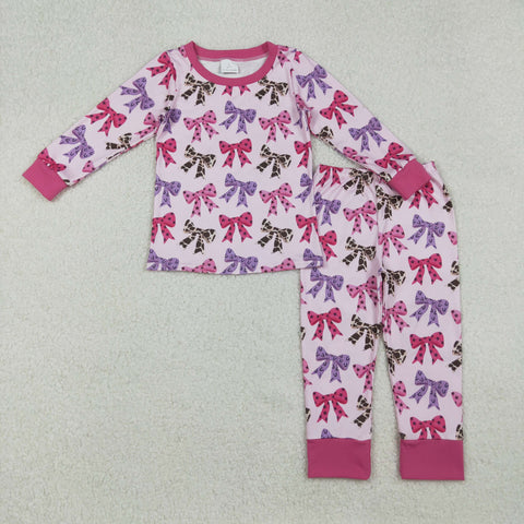 GLP2730 Howdy Cowgirl Bows Pink Girls Pajamas Set