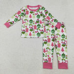 GLP2733 Christmas Gift Green Animal Girls Pajamas Set
