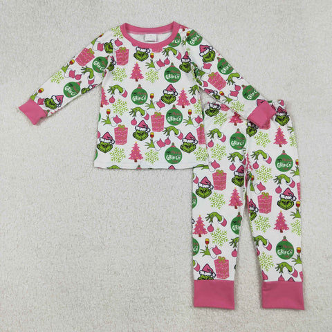 GLP2733 Christmas Gift Green Animal Girls Pajamas Set