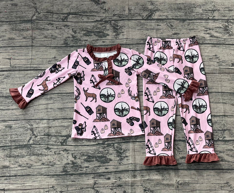 Preorder Samples GLP2741 Hunting Pink Girls Pajamas Set