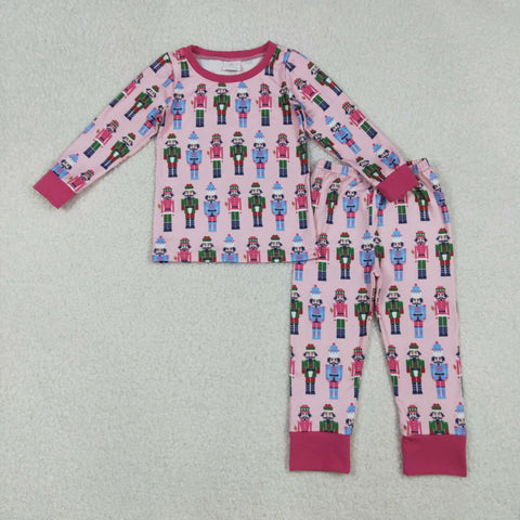 GLP2747 Christmas Soldier Pink Girls Pajamas Set