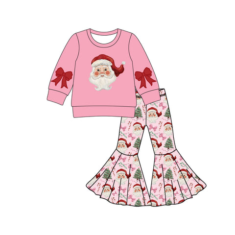 Preorder 09.25 GLP2748 Christmas Santa Bows Pink Girls Set