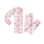 Preorder 09.25 GLP2751 Christmas Santa Milk Cookie Pink Girls Pajamas Set