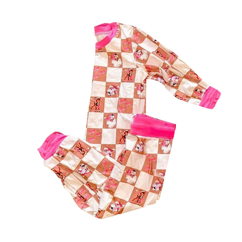 Preorder 09.26 GLP2754 Christmas Santa HOHOHO Pink Girls Pajamas Set