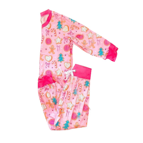 Preorder 09.26 GLP2756 Christmas Gingerbread Pink Girls Pajamas Set
