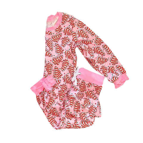 Preorder 09.26 GLP2757 Christmas Trees Pie Pink Girls Pajamas Set
